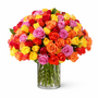 Mixed Roses 100 In A Vase