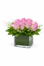 Pink Roses 16 In A Square Vase