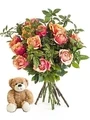 20179775orange Roses With A Small Teddy